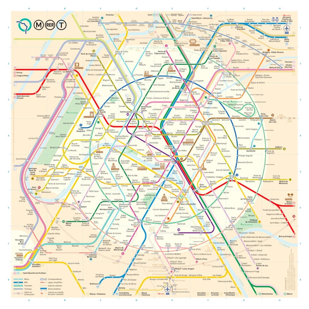 Paris map for Metro, RER, Tramway