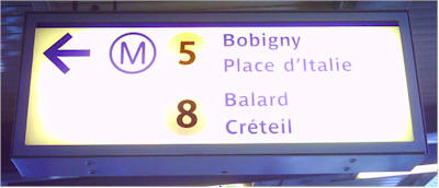 Paris Metro lines with terminal stations