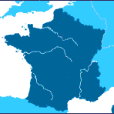 Blank Map of France with Rivers