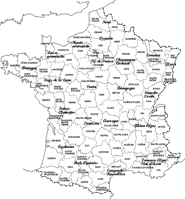 Departments on France Map